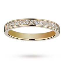 Princess cut 0.50 total carat weight diamond half eternity ring in 18 carat yellow gold