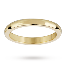 2.5mm flat sided d shape ladies wedding ring in 18 carat yellow gold